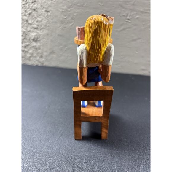 Vtg Penn State Hand Carved Wood Big Boob Blonde Waitress On Chair - Picture 5 of 6